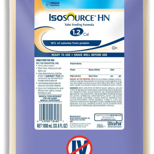 CS/6 - Isosource HN, SpikeRight Plus 1000ml UltraPak Bags