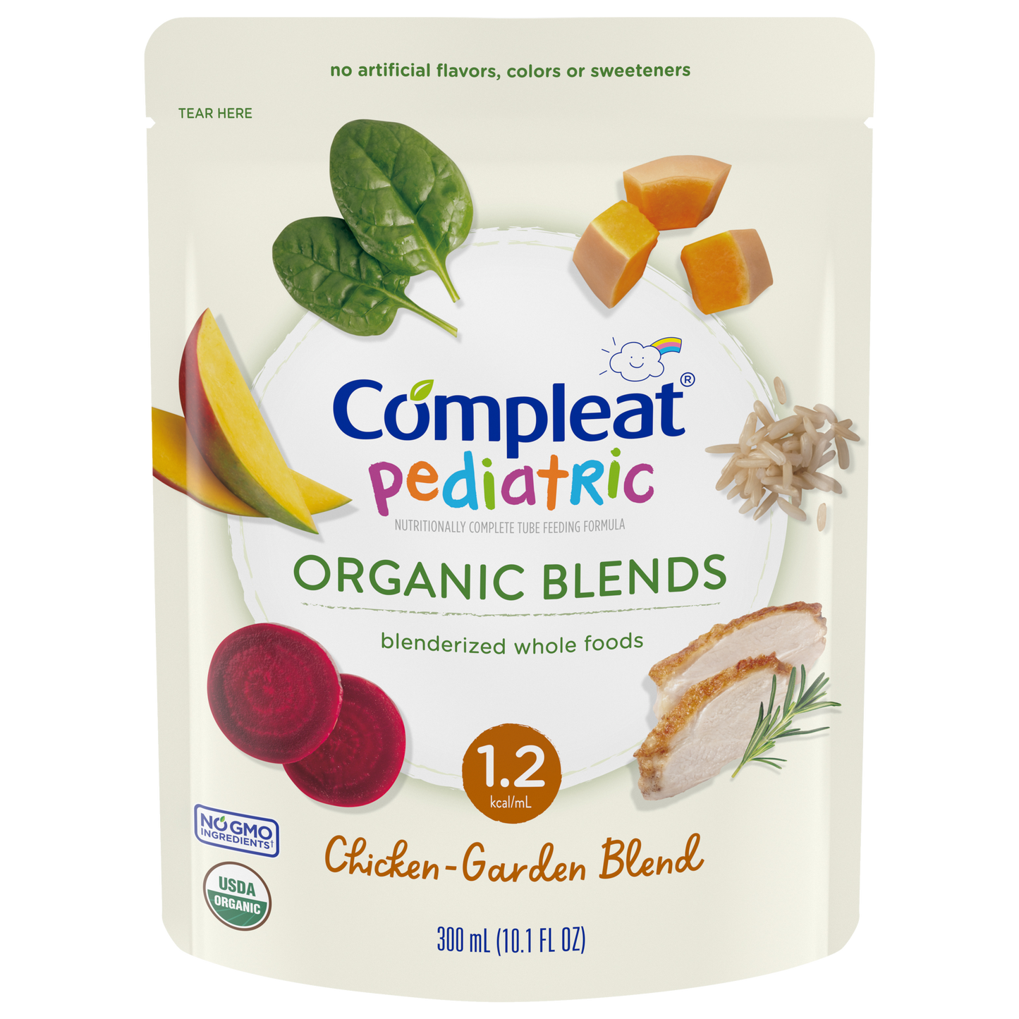 CS/24 - Compleat Pediatric Organic Blends, Chicken-Garden Blend 10.1 oz. (300mL) Pouch