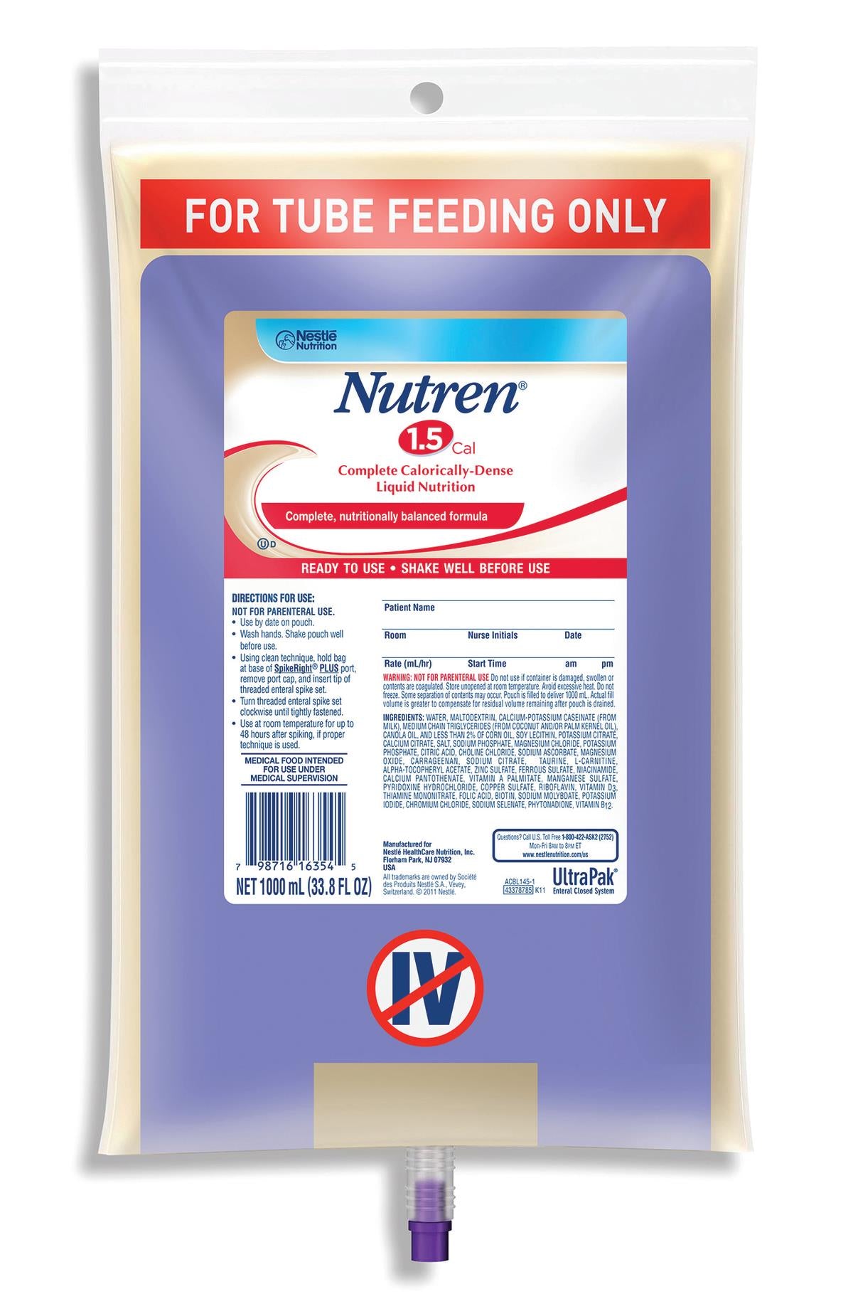 CS/6 - Nutren 1.5, SpikeRight Plus 1000ml UltraPak Bags