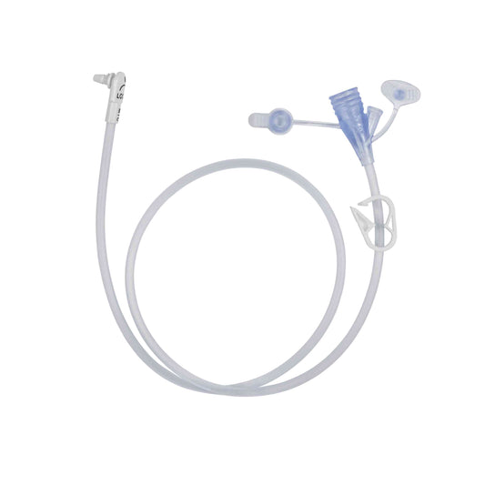 CS/5 MIC-KEY Non-Bolus Extension Set 24" L with SECUR-LOK Right-Angle Connector, 2 Port Y and Clamp, DEHP-free Formulation, Non-sterile #0121-24