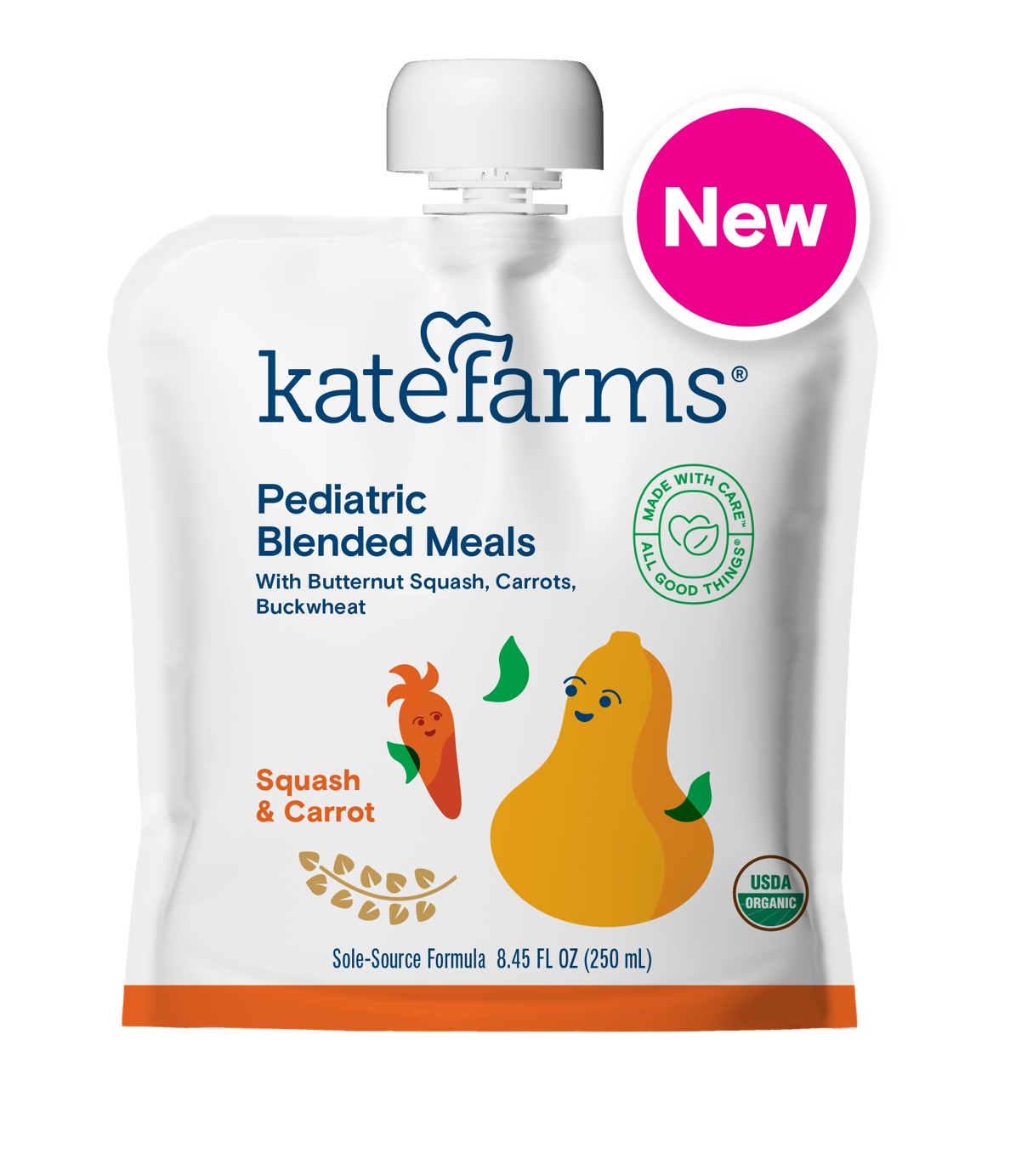 CS/12 - Kate Farms Pediatric Blended Meals - Squash & Carrot, 8.45 fl oz (250 mL)