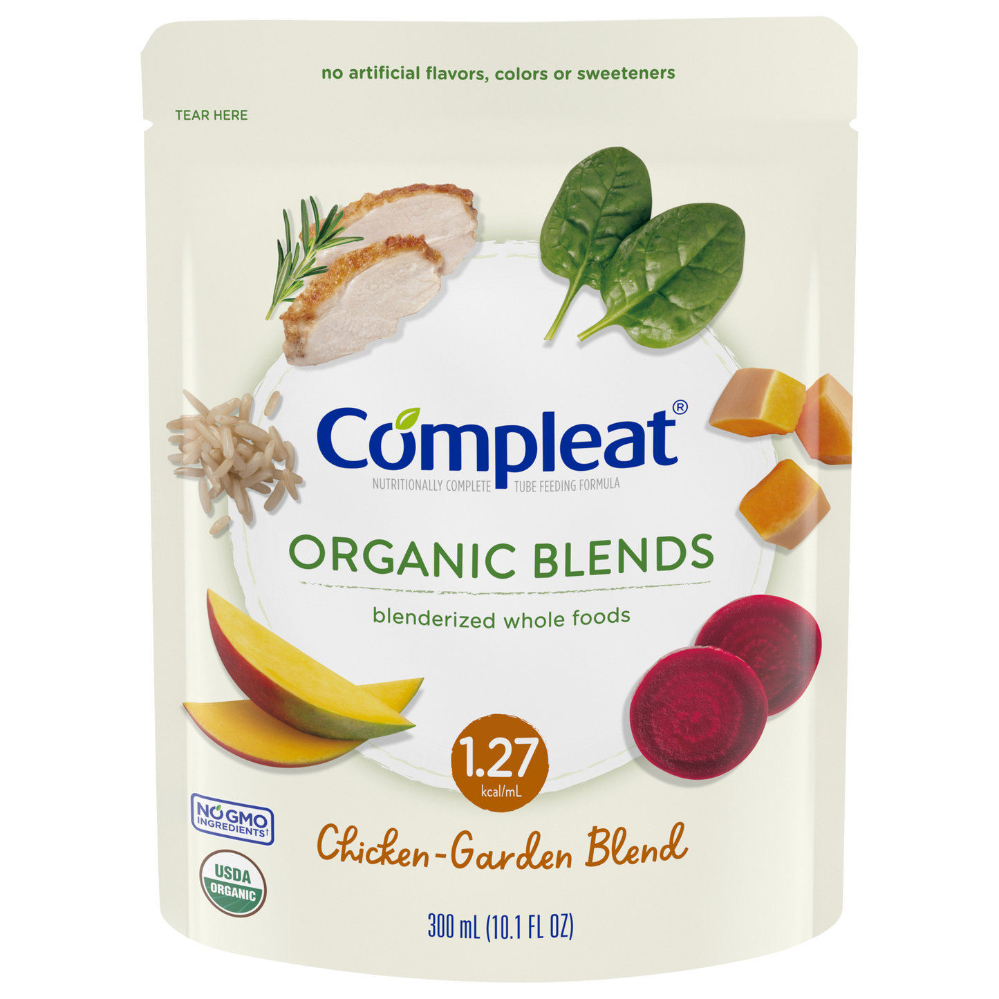 CS/24 - Compleat Organic Blends Chicken-Garden Blend, 10.1oz (300ml) Pouch