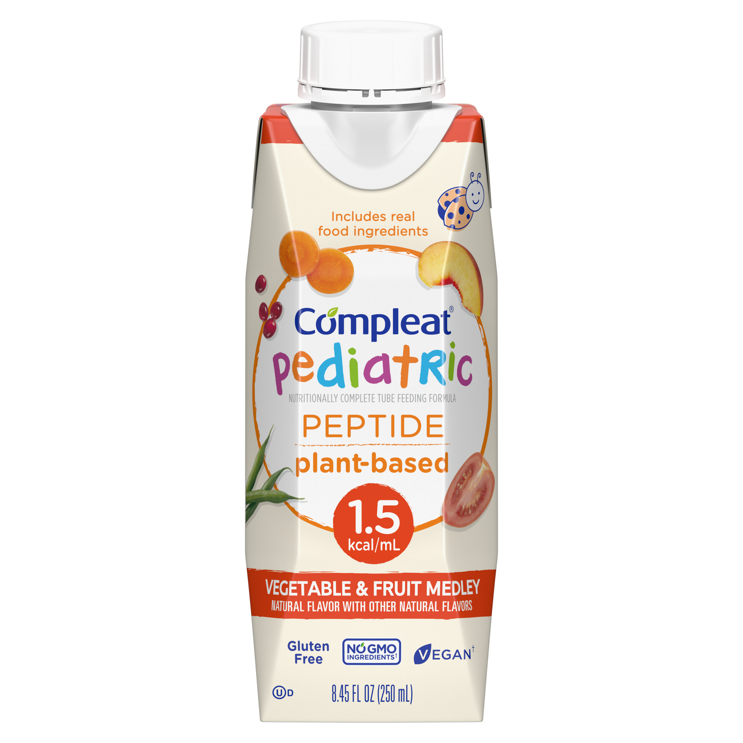 CS/24 - COMPLEAT Pediatric Peptide 1.5 Cal Formula, Vegetable & Fruit Medley, 250ml Carton