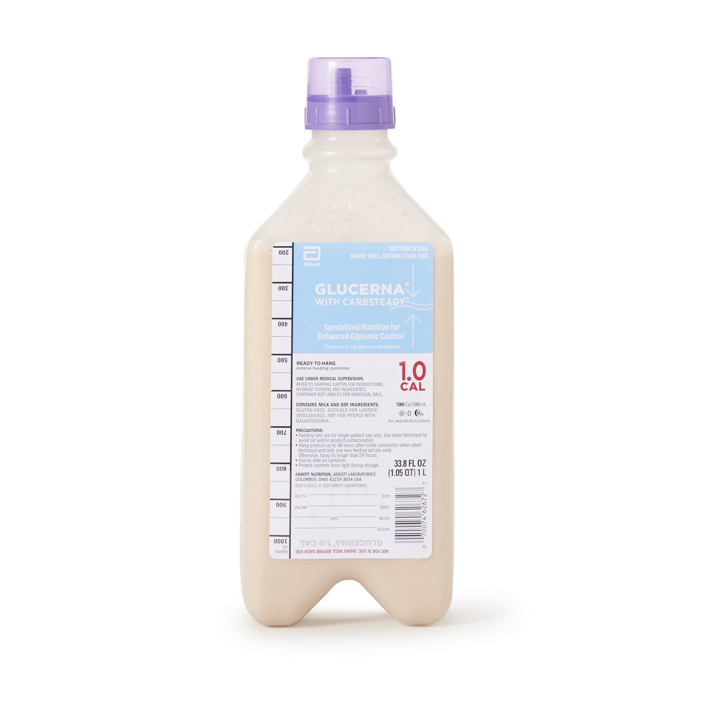CS/8 - Glucerna 1.0 Cal w/ Fiber Tube Feeding Formula, 1000ml RTH Bottle