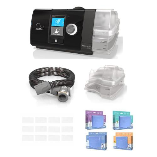 ResMed AirSense S10 with Heated Hose, 12 filters, water chamber and mask wipes